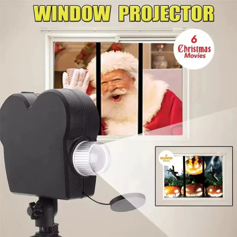 Halloween Christmas Projector Window Pumpkin Ghost Projection Built-In 12 Movies Lamp Lights with Tripod Festival Party Decor