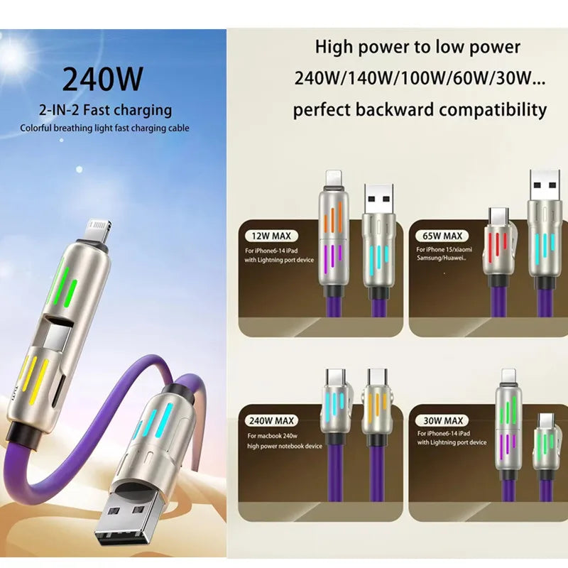 Fast Charge 4-in-1 USB-C Silicone Cable