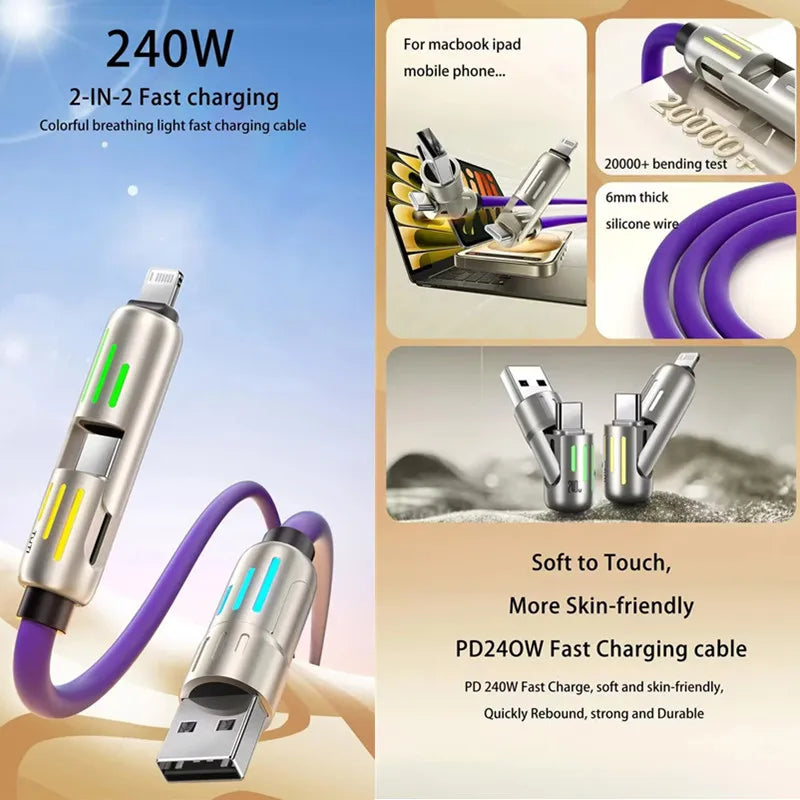 Fast Charge 4-in-1 USB-C Silicone Cable
