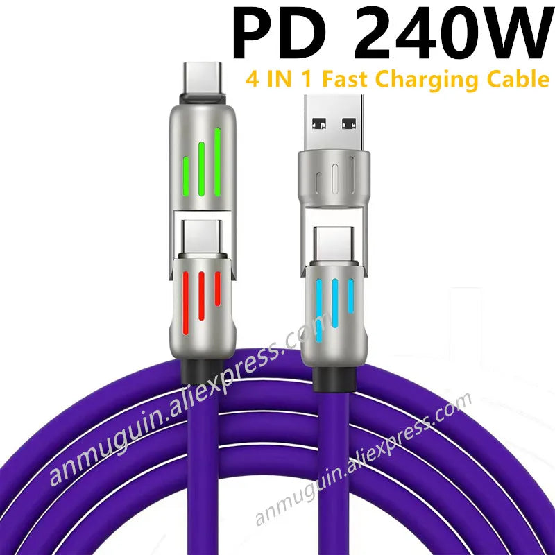 Fast Charge 4-in-1 USB-C Silicone Cable