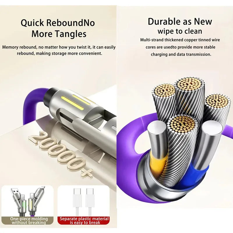 Fast Charge 4-in-1 USB-C Silicone Cable