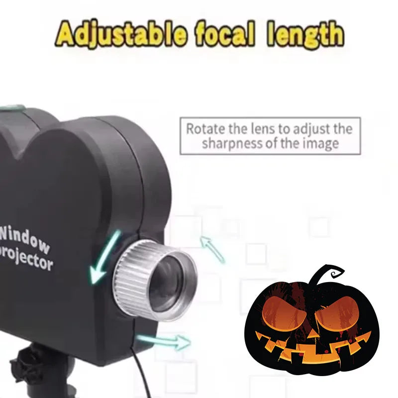 Halloween Christmas Projector Window Pumpkin Ghost Projection Built-In 12 Movies Lamp Lights with Tripod Festival Party Decor